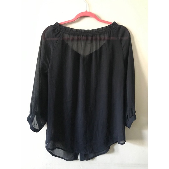 Banana Republic | navy chiffon button down blouse - Picture 2 of 2